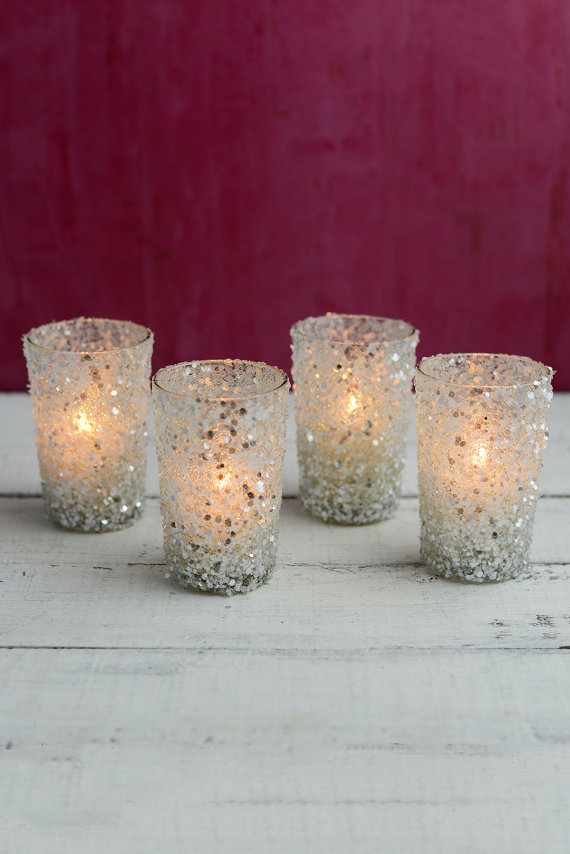 Silver sequin votive holders by Make Specially on Etsy